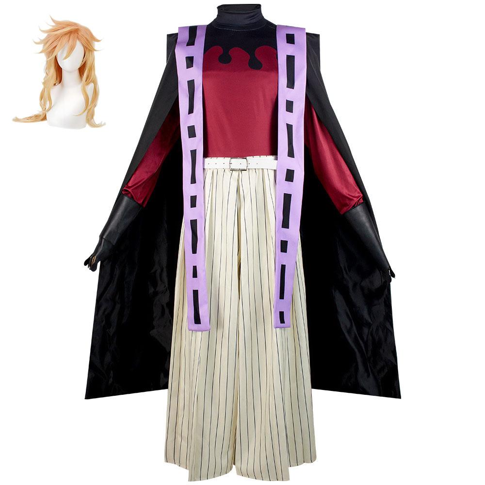 Demon Doma Douma Cosplay Costume Set with Wig And Fan for Men Women Kimetsu No Yaiba Halloween Anime Kimono Outfit