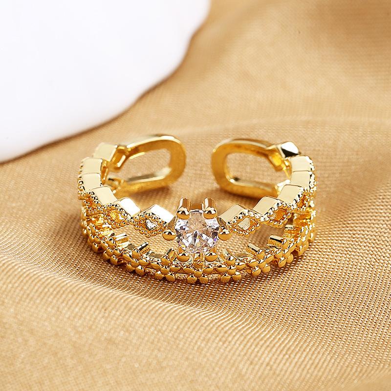 925 Sterling Silver Flower Lace Ring Korean Fashion Opening Inlaid CZ Adjustable Rings Valentine's Day Gift