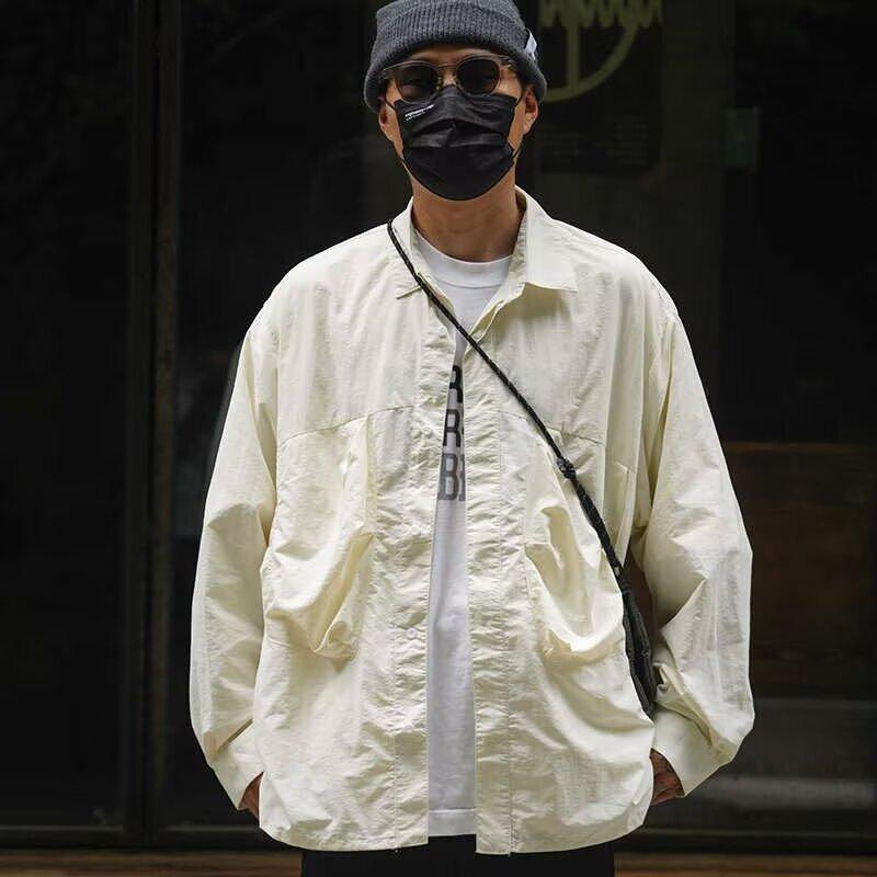 2024 Letter Long Sleeve Shirt Japanese Hong Kong Style Ins Loose Shirt Boys Summer Trendy Versatile Casual Coat