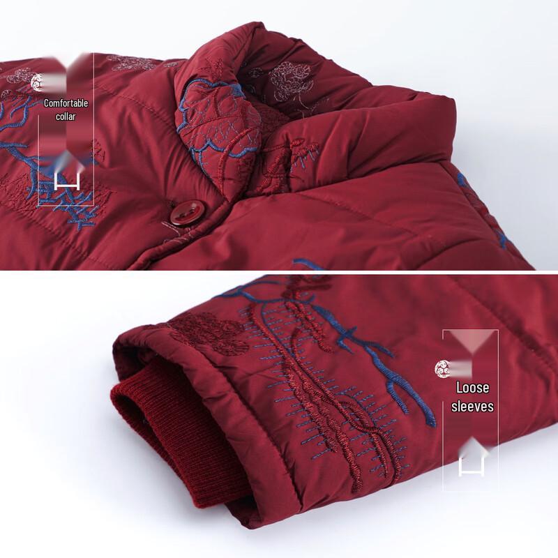 Mid-aged & Elderly Women's Embroidered Padded Cotton Jacket