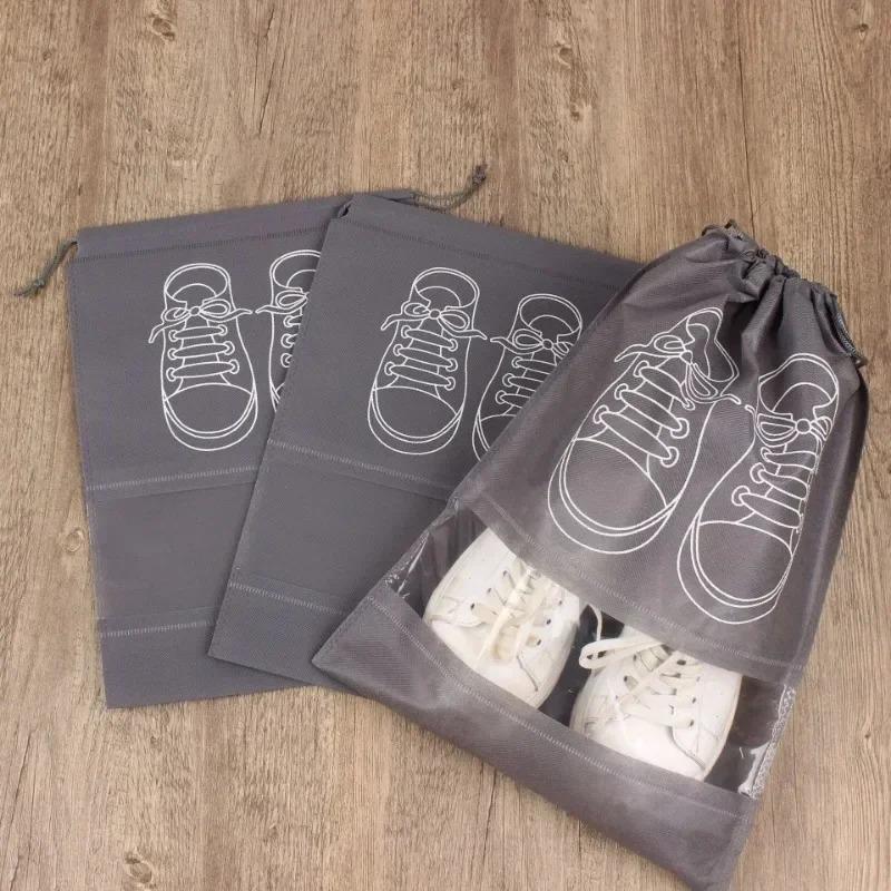 Shoes Storage Organizer Bags Non-woven Travel Portable Closet Bag Waterproof Pocket Clothing Shoes Tranparent Storage