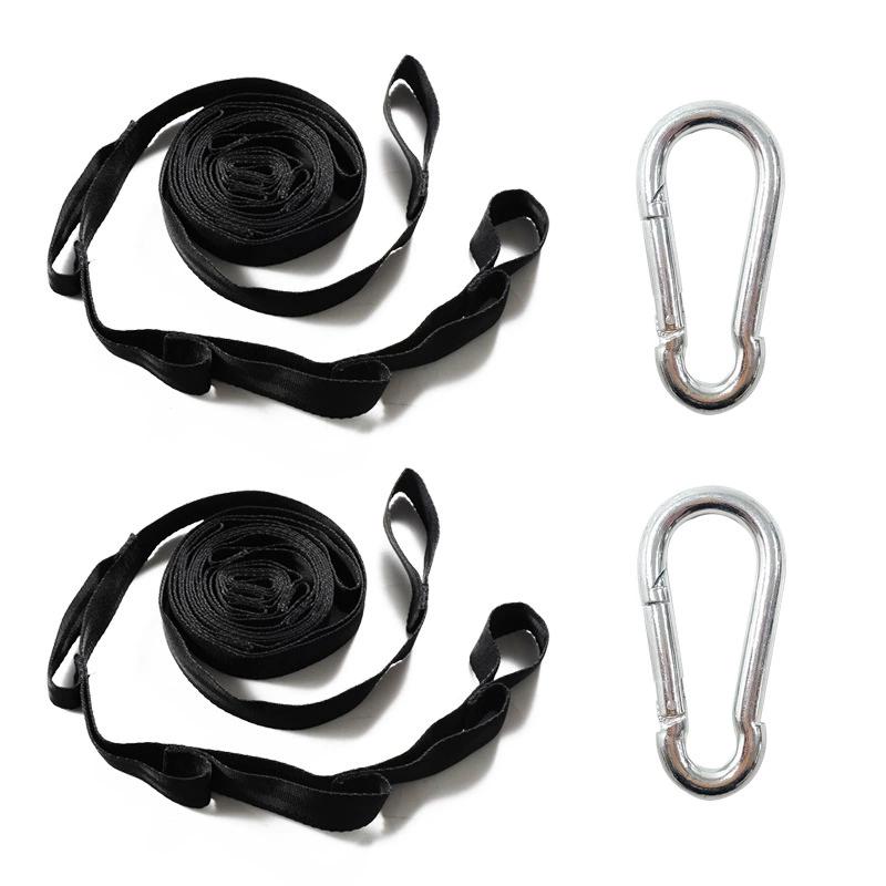 Correias De Poliéster Reforçado Para Acampamento AO Ar Livre Black Hammock Straps 5 Ring Alta Carga-rolamento Farpado 2pcs