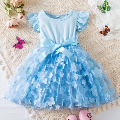 Mädchenmode Süßes Kleid Sommer Kinder Prinzessinnenkleid Schmetterlings-Netzkleid Geburtstag Erstes Geburtstags-Kleid