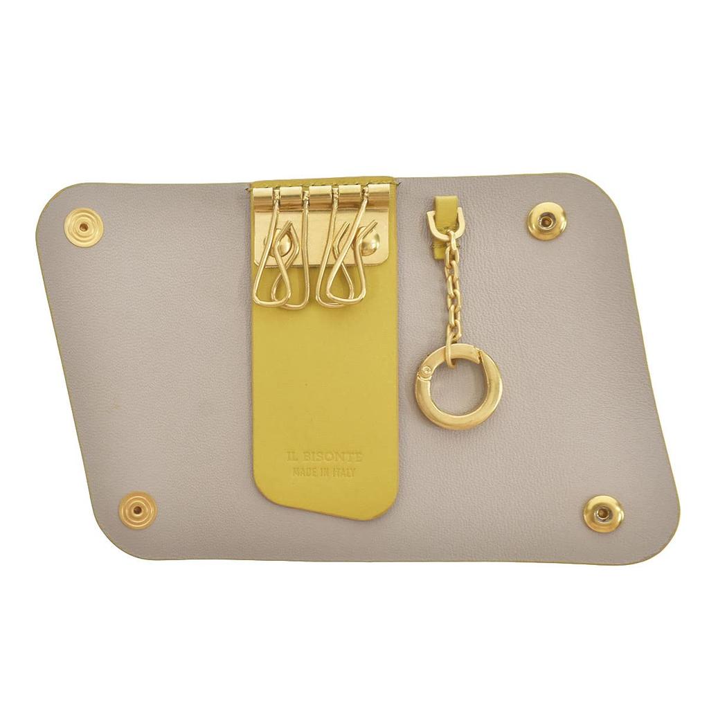 Ilbizonte Key Case 4 Rows Leather SKH115 Yellow KEY HOLDER ORGANIC VACCHETTA LEATHER PV0039 Oliva Key Ring Key Holder Genuine Leather Trifold Cowhide