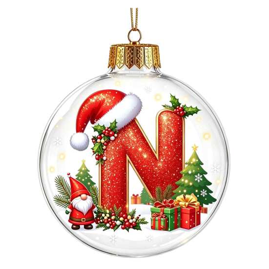 Indoor Outdoor Xmas Hanging Ornaments 26?Letter Acrylic Christmas Ball Ornament, 3D Crystal Style Alphabet Gift Ideas for Family Pendant, Tree Home