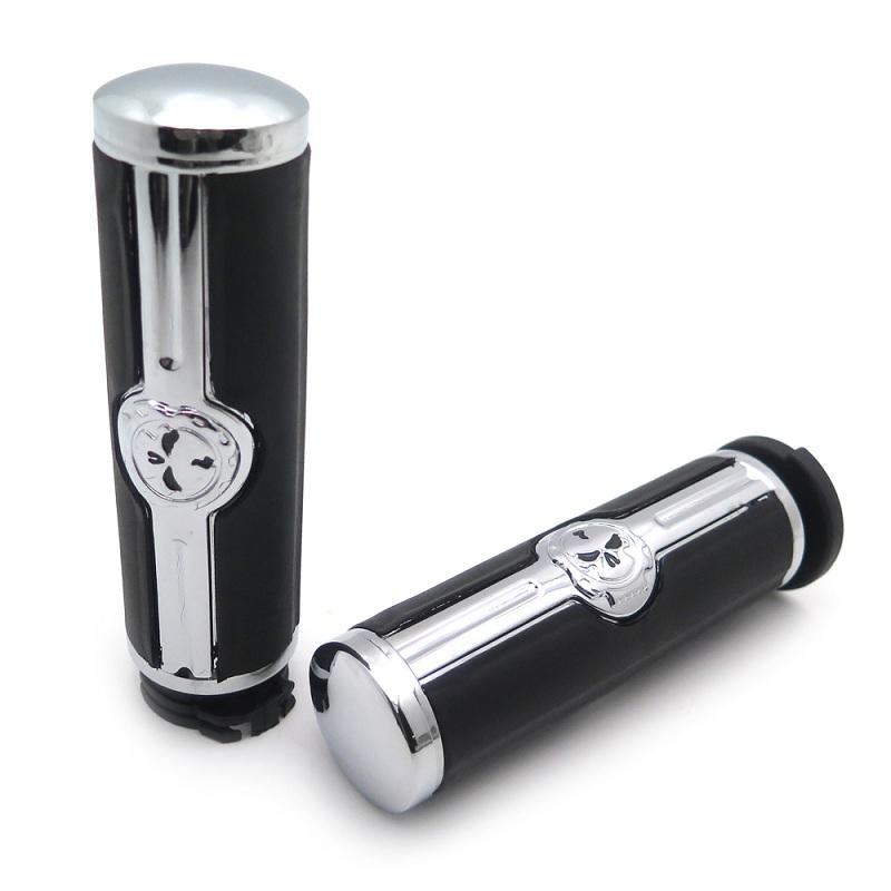 Motorcycle Parts Skull 1" Mechanical Hand Grips for Harley Davidson 1996-Later VRSC XL XR Dyna Softail YAMAHA Chrome/Black