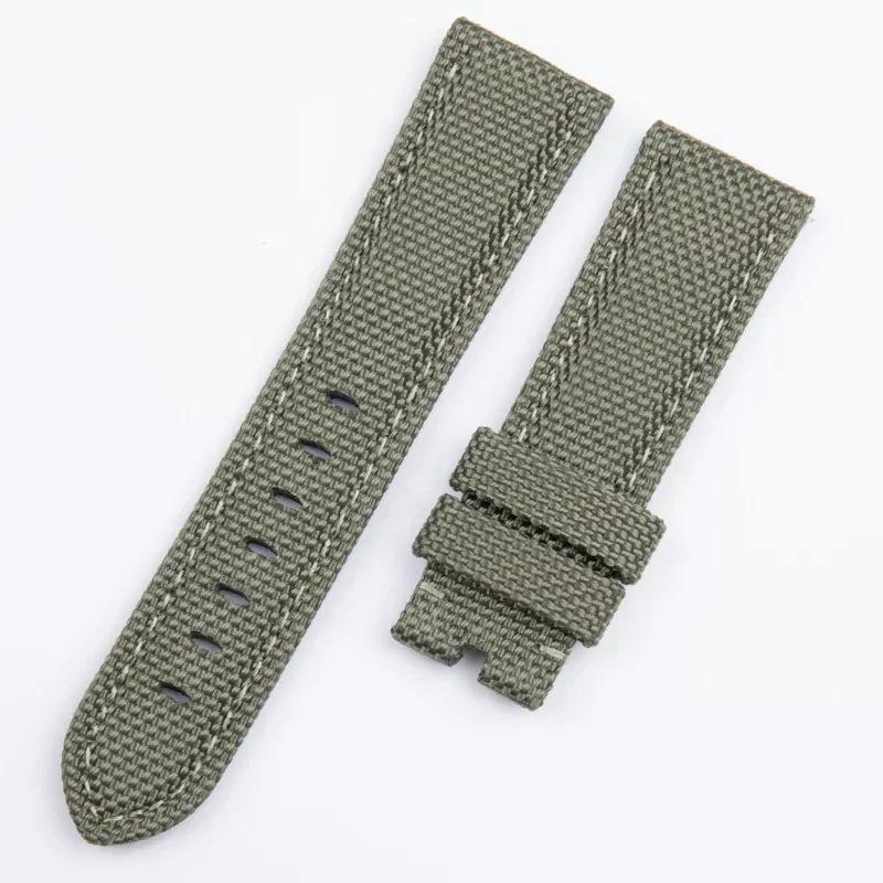 

20mm 22mm 24mm 26mm Canvas Nylon Watchband Steel Needle Buckle Wristband For Panerai Strap Bracelet Accessories 26mm&Black Buckle зелений