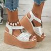 High Heel Big Size Sandalen Damen Slope Heel Dicker Boden Sandalen Fischmaul Casual Damen Sandalen