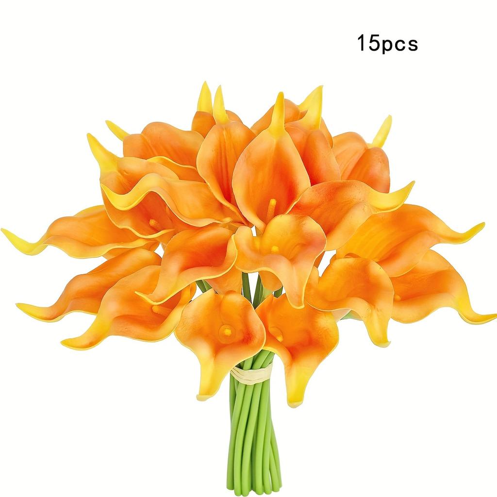 15-Pack Colorful Artificial Cara Lilies - Perfect for Mother's Day, Easter, Home & Wedding Decorations