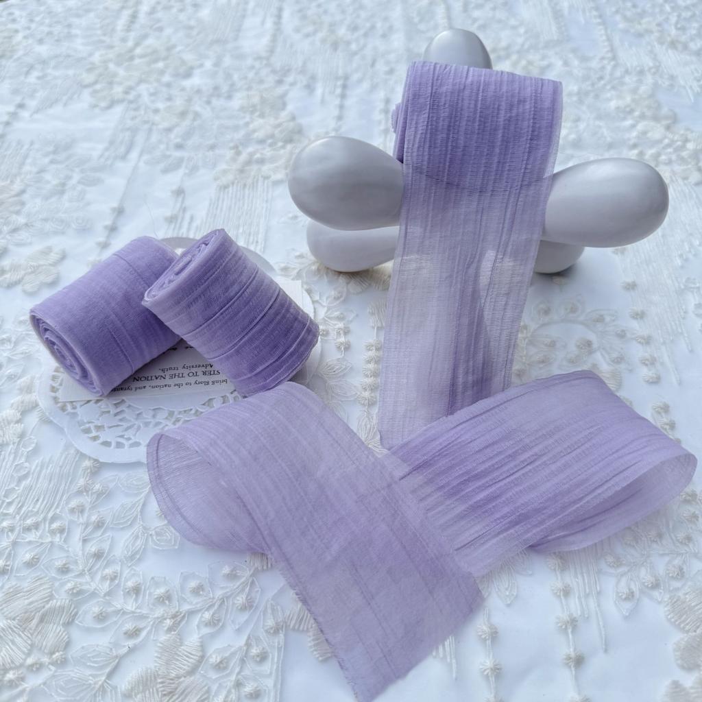 Elegant Striped Pleated Ribbons Simple Solid Color Chiffon Ribbons 5cm*5m Packaging Material Wedding Ribbons