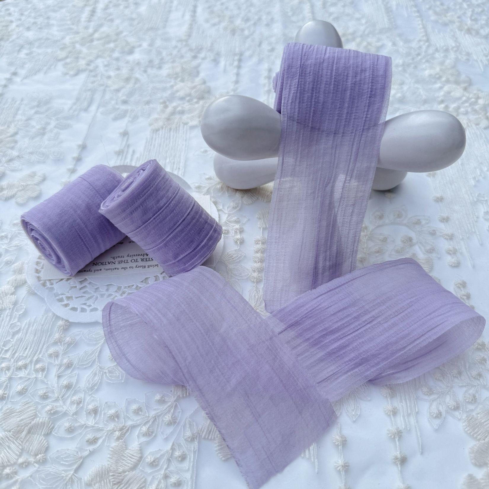 

Элегантные плиссированные ленты в полоску Простые однотонные шифоновые ленты 5см*5м Упаковочный материал Свадебные ленты 5 meters