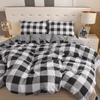 Farmhouse Buffalo Checked Bedding Set Black And White Plaid Duvet Cover Soft Lightweight Grid Bedspreads Modern Geometric Decor