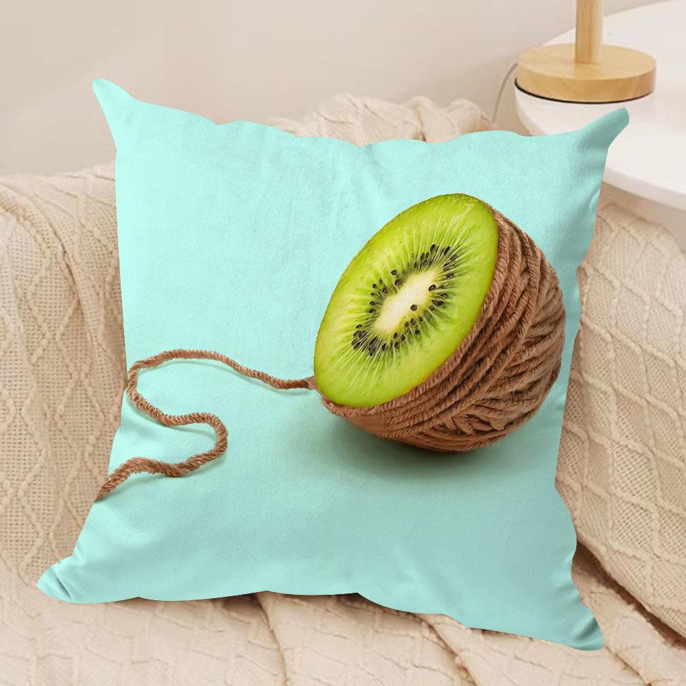 Creative Fruit Cushion Cover Silky Short Plush Sofa Pillow Cover Hidden Zipper Soft Dustproof Case for Home Decor