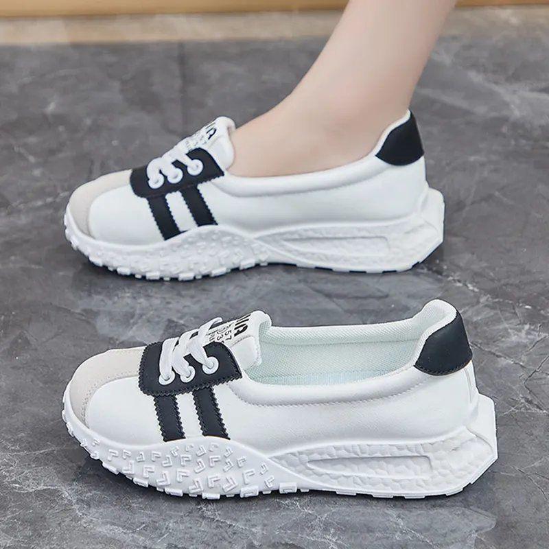 

Повседневная спортивная женская обувь осенняя дышащая женская обувь на толстой подошве кожаная женская обувь 35 чёрный