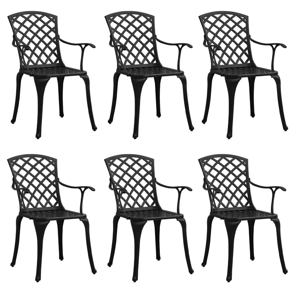 Vidaxl Garden Chairs, 6 Pcs, Cast Aluminium, Black