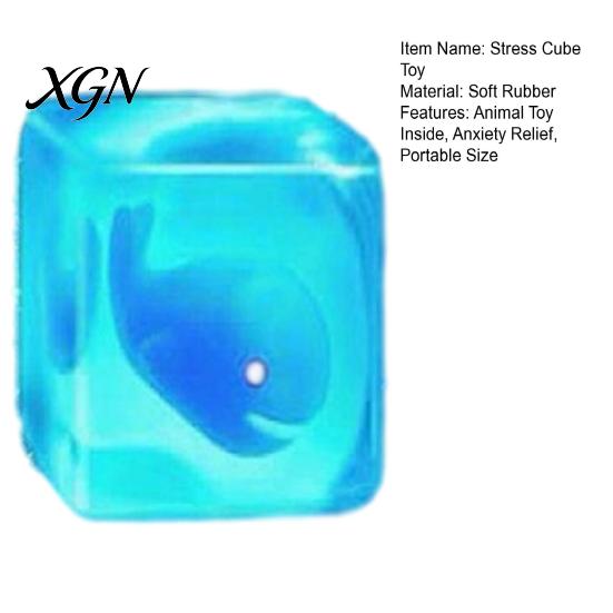 Office Stress Reliever Cube with Luminous Sea Animal Toy Inside Anxiety Relief Ice Slow Rebound Squeeze Sensory Workers Relaxation Ball