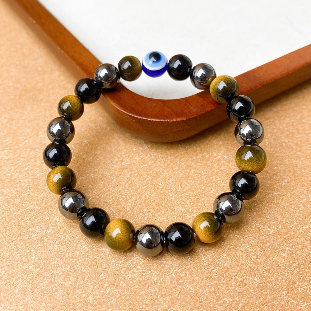 Xiyin TK Tiger Eye & Black Hematite Obsidian Devil s Eye Bracelet 8mm