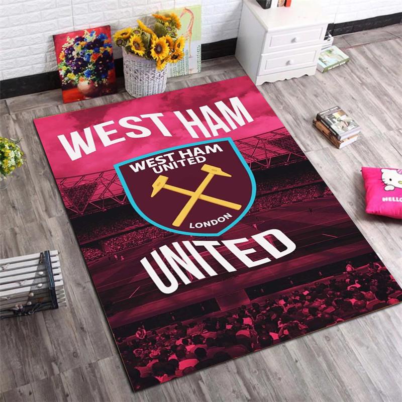 Tappeto Antiscivolo Logo Stadio West Ham United Zerbino da Pavimento Calcio Tappeto Morbido per Soggiorno Camera da Letto Decorazione per Tifosi Regalo per Sostenitori