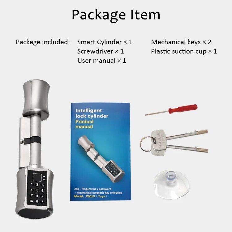 Bluetooth Smart Sylinderlås Biometrisk Elektronisk Digital Tastatur Nøkkelløs Med Kode Fingeravtrykk RFID-kort Dørlås