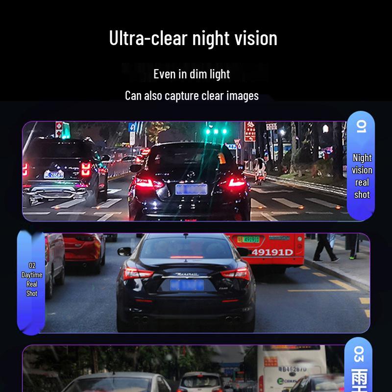4K Dash Cam with Night Vision, Wireless Phone Connection, Front/Rear Dual Camera, and Reversing Image Monitoring.