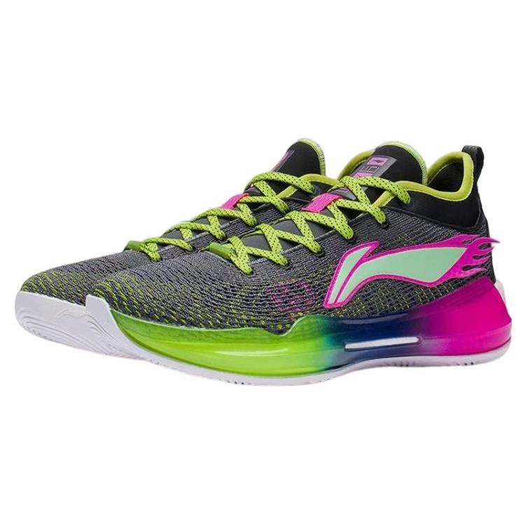 Li Ning YuShuai 13 Boom Basketball Shoes Men's Low Top Ebony Black/Lime Green ABAQ013-16