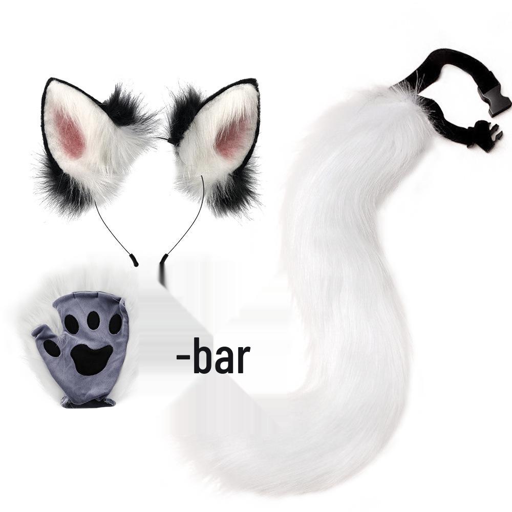 Popular Halloween Beast Claws Faux Plush Fox Ears Headband & Tail Cosplay Accessories