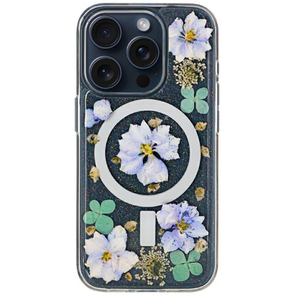 

KZDOO Mag Flowers Series for iPhone 16 Pro Case Compatible with MagSafe Anti-Drop TPU+PC Phone Cover Lilac