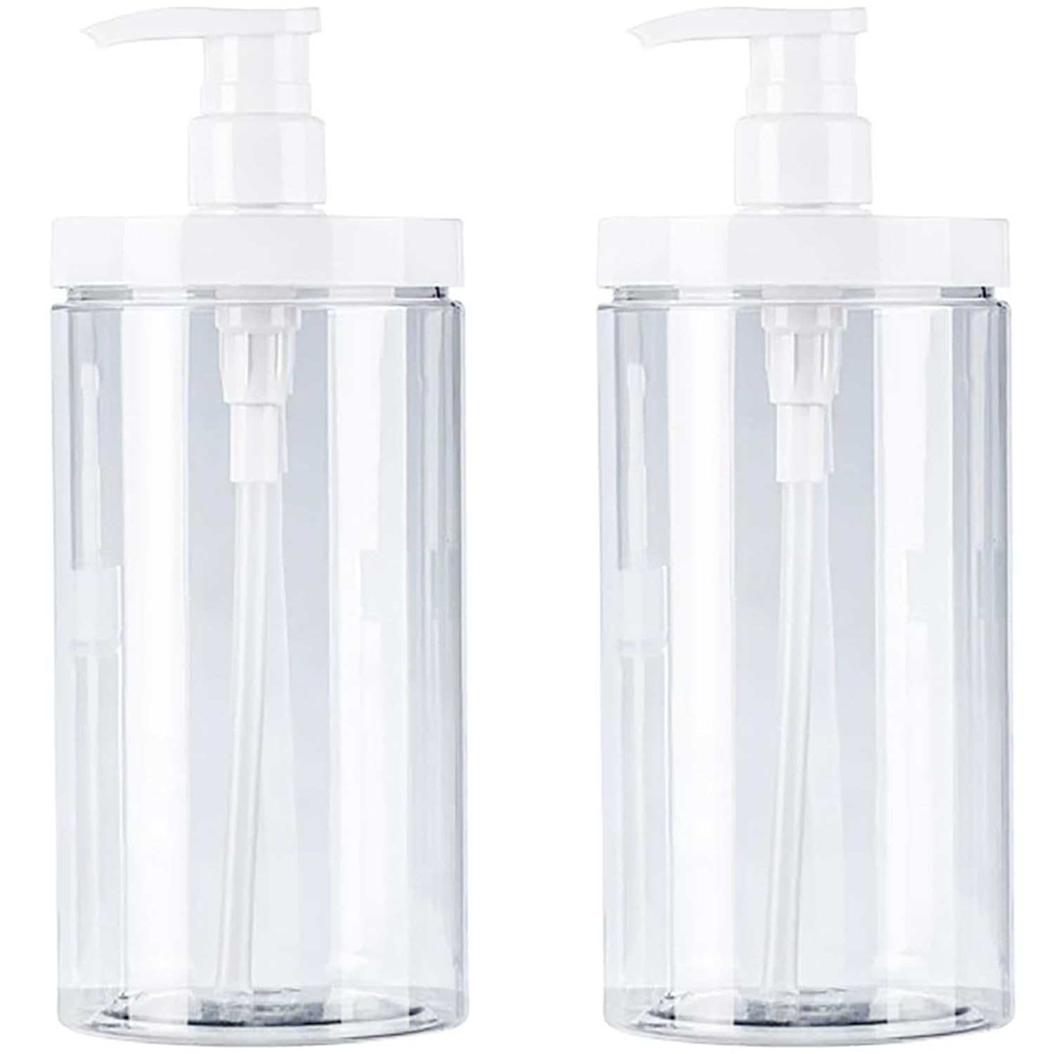 

Shampoo bottle 2-piece set 1000ml large capacity shower gel push type refillable clear wide mouth bathroom family use (A)