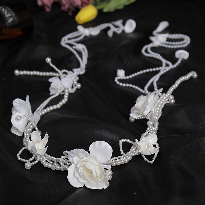 

Свадебные аксессуары для волос Mori с белой цветочной бахромой, повязка на голову, плетеный головной убор для волос