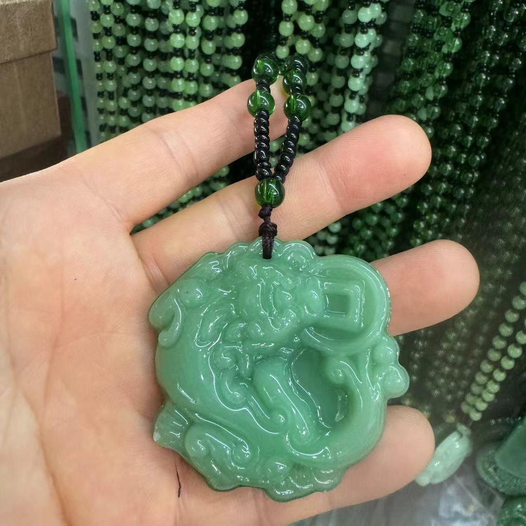 Imitace aventurínu Svetrový náhrdelník - Design zelí Guanyin od značek Wu Shi a Dragon & Phoenix