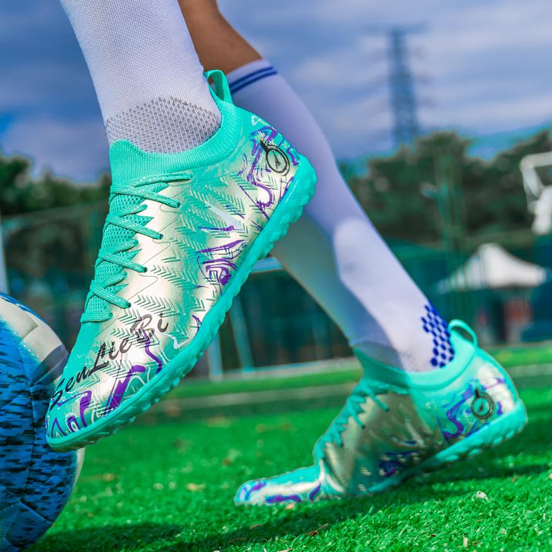 Herren Mittelhohe Fußballschuhe Kunstrasen TF Stollen Trainingsschuhe Verschleißfeste Gummisohle Bequemes Mesh-Innenfutter