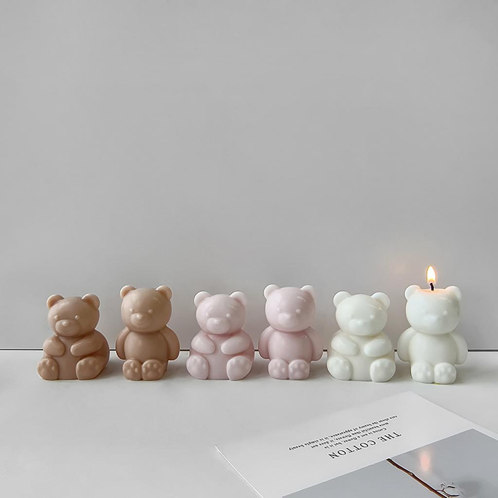 Cute Bear Silicone Candle Mold DIYs Handmade Soap Plaster Ice Cube Baking Mould Scented Candle Making for Birthday Party