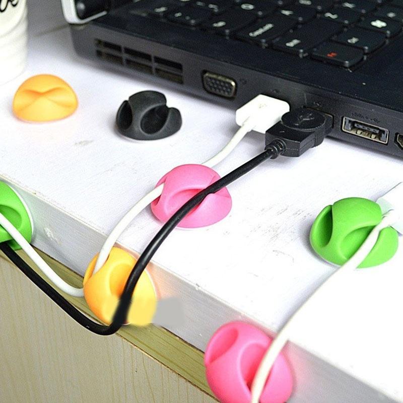 10 Pcs Cable Drop Clips Desk Tidy Organizer Wire Cord Lead USB Charger Holder Tools Random Color