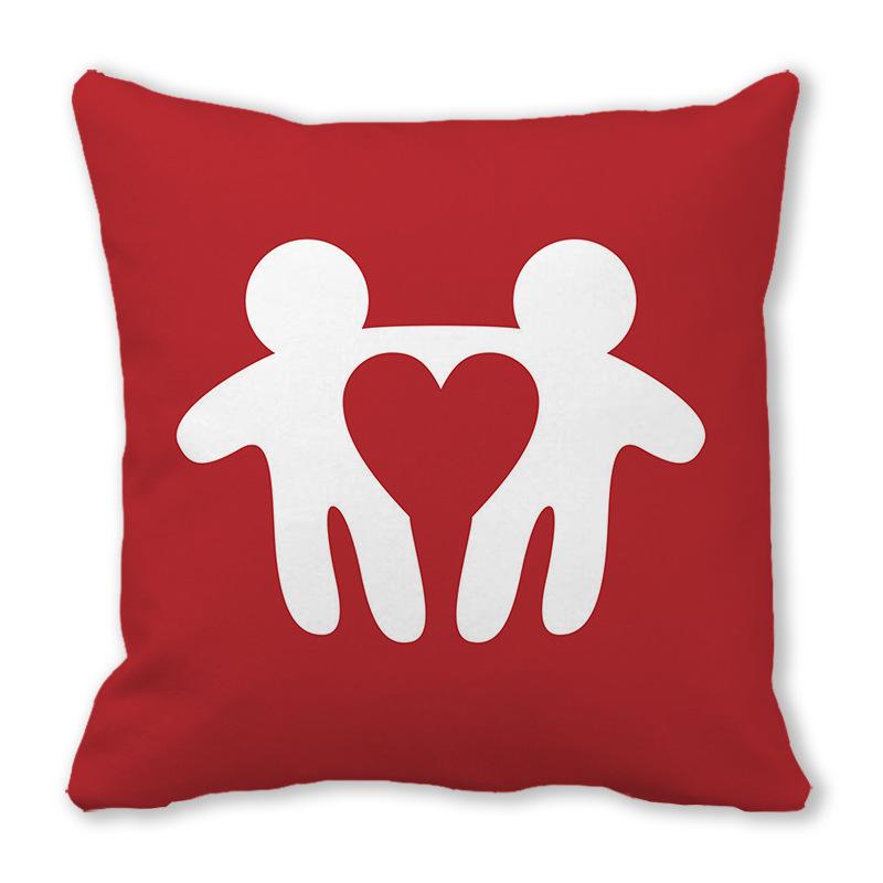 Red Heart Valentine's Day Digital printing short plush pillow covers decorative for car sofa office cushion cover home goods