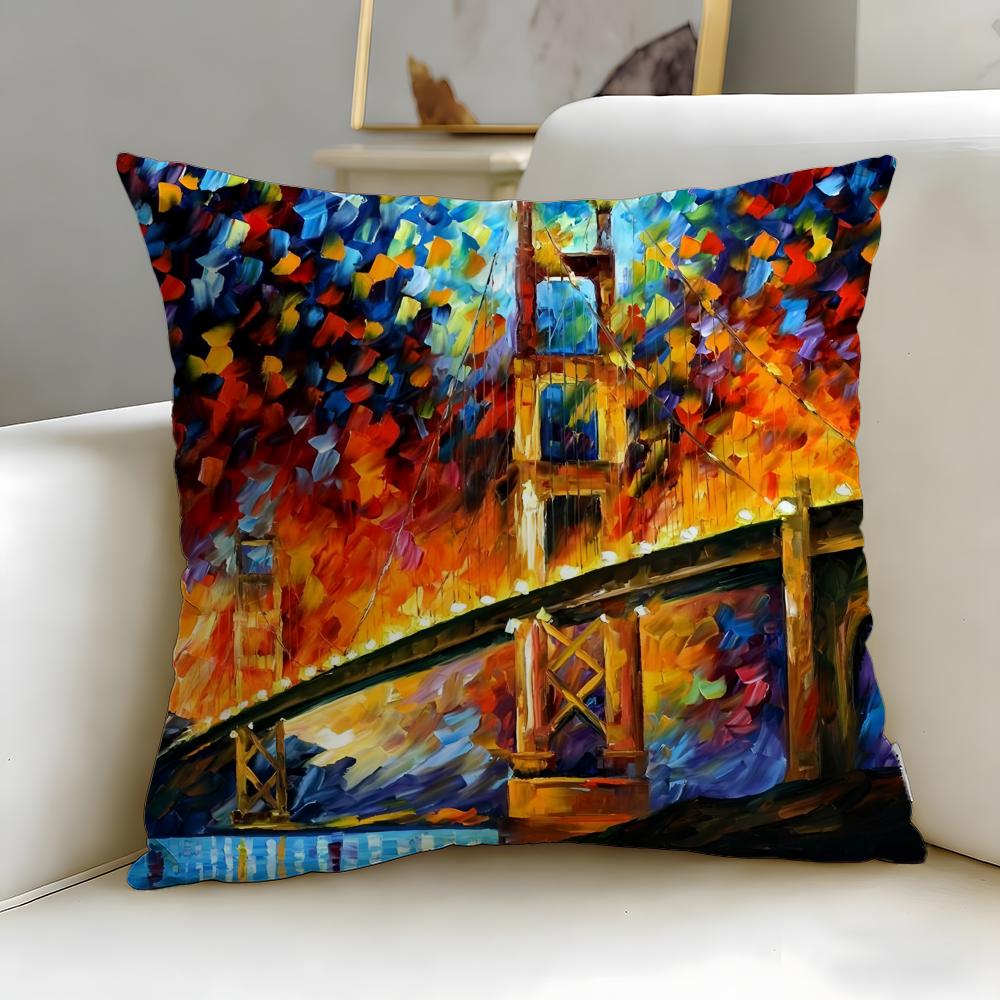 classic artist Leonid Afremov Cushion Cover Soft & Easy-Wash Pillow Case – Versatile for Couch, Bed, Travel and Office