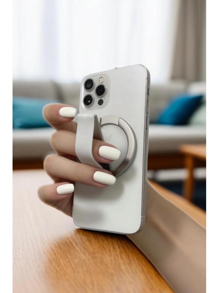 MagSafe Magnetic Phone Holder with Wrist Strap and Ring for Desktop Use.