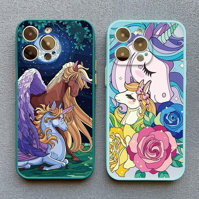 Cartoon Unicorn Phone Case For iPhone 12 13 Pro Max Mini XR XS X 8 7 Plus Back Cover For iPhone 11 14 Pro Max Shockproof Shells