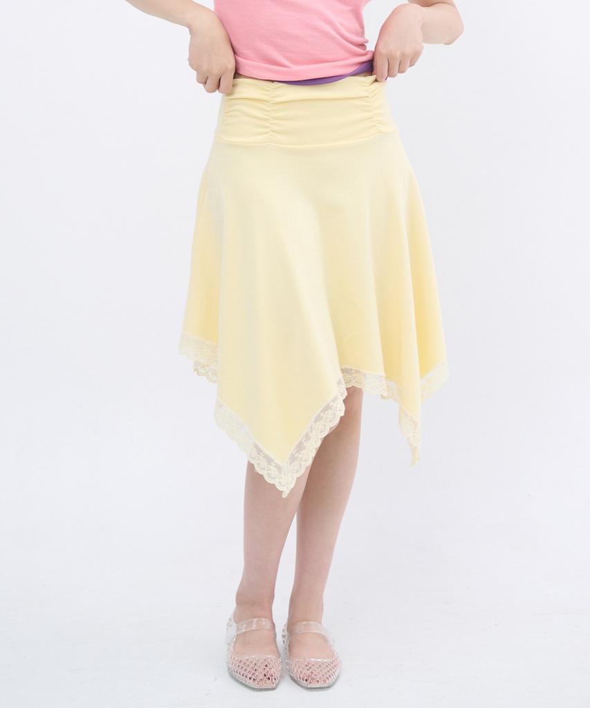 Isjabaibeu Lace Point Unbalanced Skirt - Yellow
