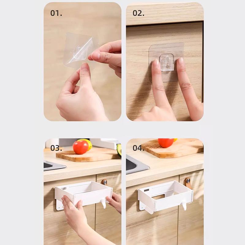 1 Unidad Soporte Plegable Portátil para Bolsas de Basura Estante de Basura Montado en la Pared Estante Colgante Para Baño Cocina Estante de Almacenamiento Sin Taladro