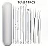 11Pcs Stainless Steel Ultra-Fine No.5 Facial Needle Set, Professional Pore Cleansing Skin Care Tools