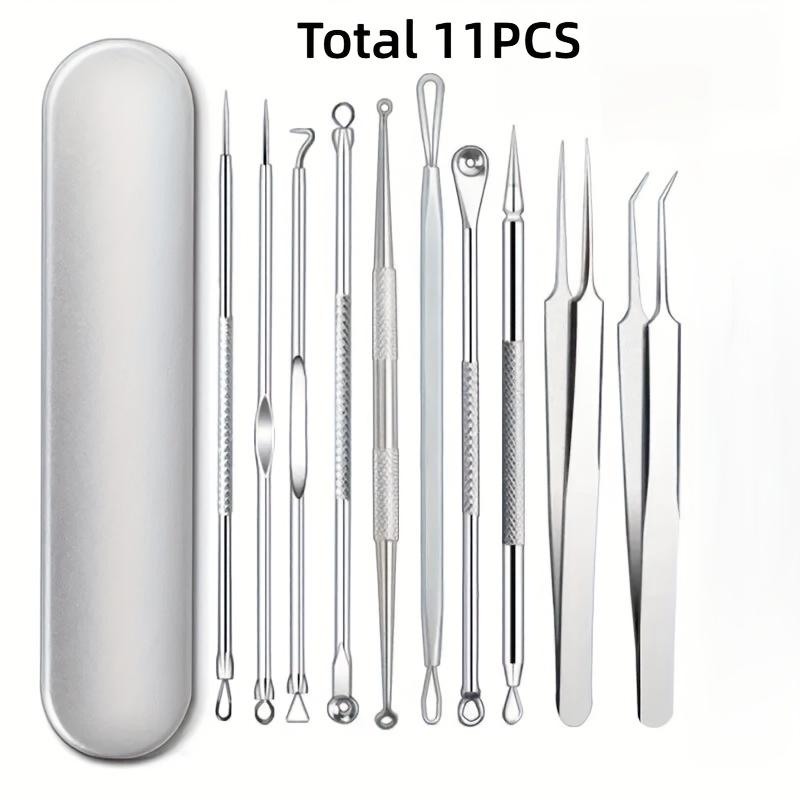 11Pcs Stainless Steel Ultra-Fine No.5 Facial Needle Set, Professional Pore Cleansing Skin Care Tools