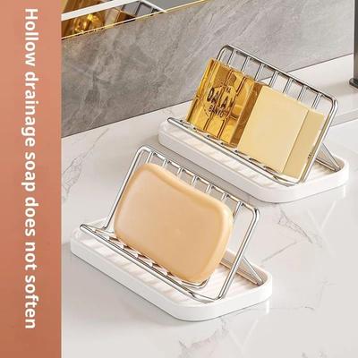 Bathroom Countertop Soap Holder Soap Storage Draining Rack & Kitchen Sponge Storage Rack Durable Easy To Clean Organizer