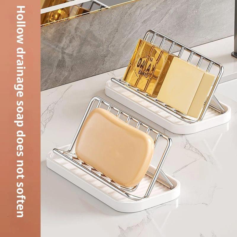 Bathroom Countertop Soap Holder Soap Storage Draining Rack & Kitchen Sponge Storage Rack Durable Easy To Clean Organizer