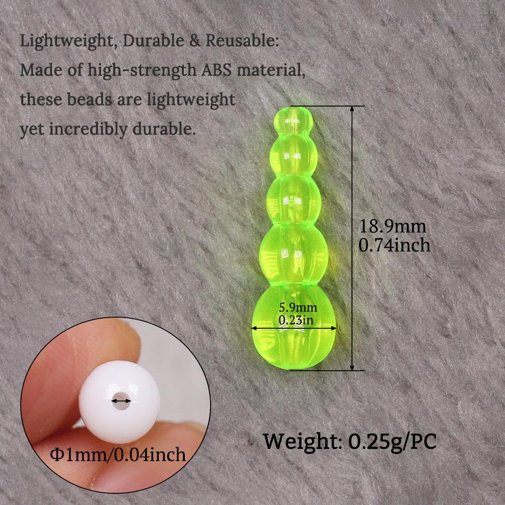 9 Colors Gourd Shaped Stacked Beads 1mm Hole Smooth Polished ABS DIY Walleye Bass Trout Spinner Rig 40/100PCS