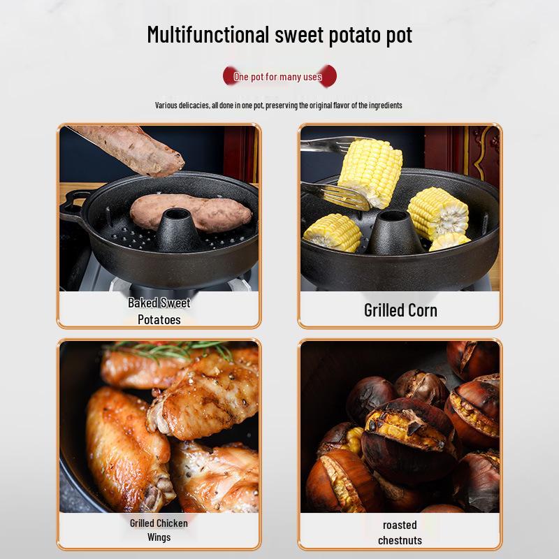 Thickened Cast Iron Sweet Potato Roasting Pot - Household Barbecue and Corn Machine