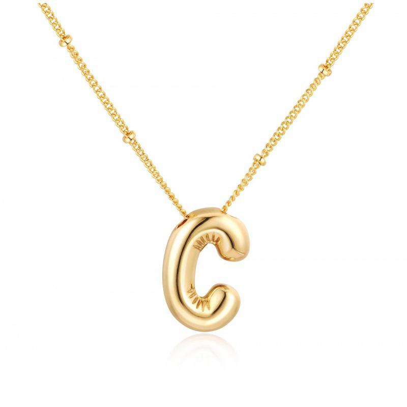 Minimalist Copper-Plated Gold Alphabet Pendant Sweater Chain Jewelry