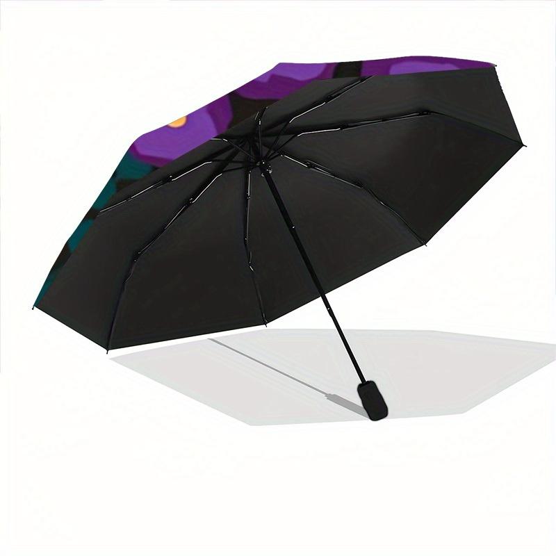 1pc Floral Pattern Folding Umbrella With Excellent UV Protection, 8 Ribs Casual Durable Lightweight Portable Travelling Umbrella For Men & W