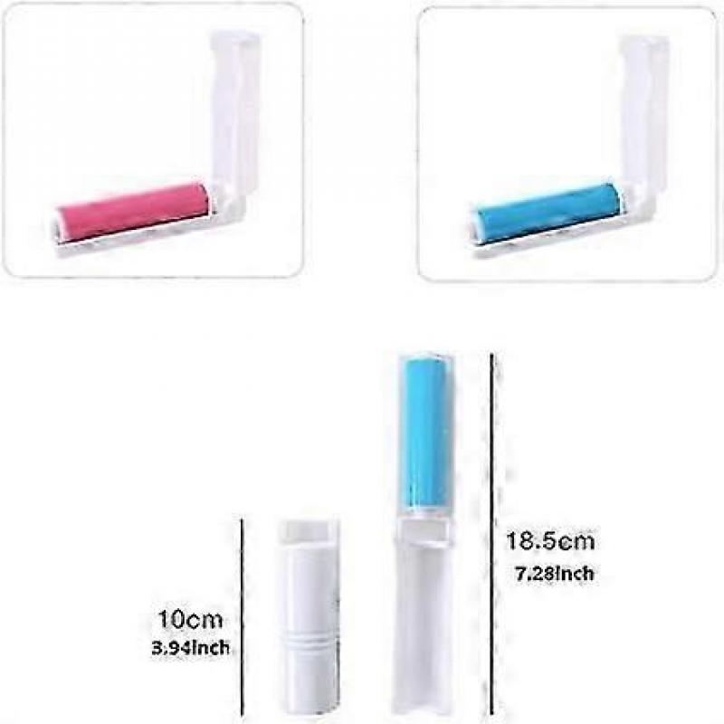 Washable Dog Cat Pet Hair Removal Brush Tool for Clothes Carpets Bedding, Pack of 2 (Blue+Pink)