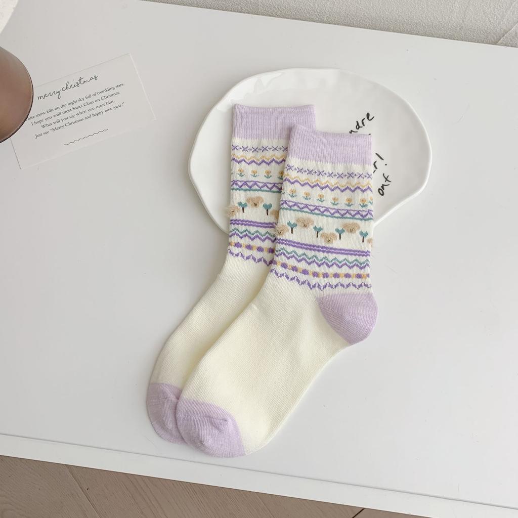 Candy-Colored Socks For Girls, Gentle And Sweet Tube Socks In The Wind, Sweat-Absorbing And Breathable, Simple Commuter Cotton Socks