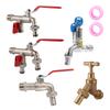 Grifo de Agua para Jardín 1 Entrada 2 Salidas Grifo de Bola con Doble Boquilla 1/2'' 3/4'' Conector Divisor de Agua Grifo Válvula Cinta Selladora Llaves